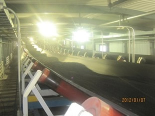 7101、7102皮帶輸送機(jī)帶煤運(yùn)行